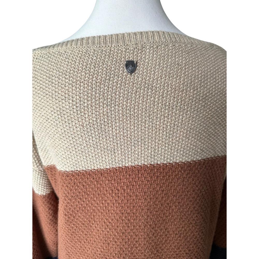 Kuhl Bella Striped Colorblock Sweater Merino Wool Blend Blue Tan Rust Medium - Picture 5 of 12